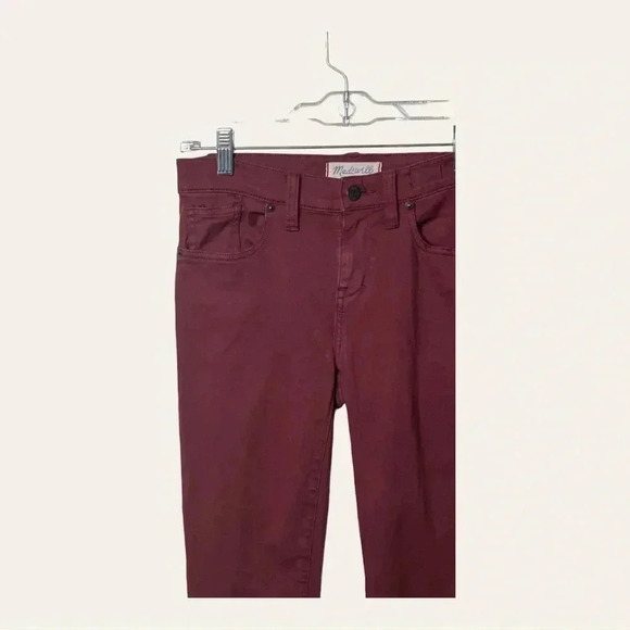 Madewell HI RISE SKINNY SKINNY DENIM JEANS BURGUNDY IN COLOR SIZE 26 - Picture 5 of 11